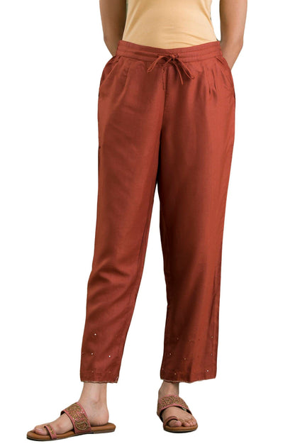 Folksong Strechable Straight Pants for Women | Trousers for Women | W for Woman