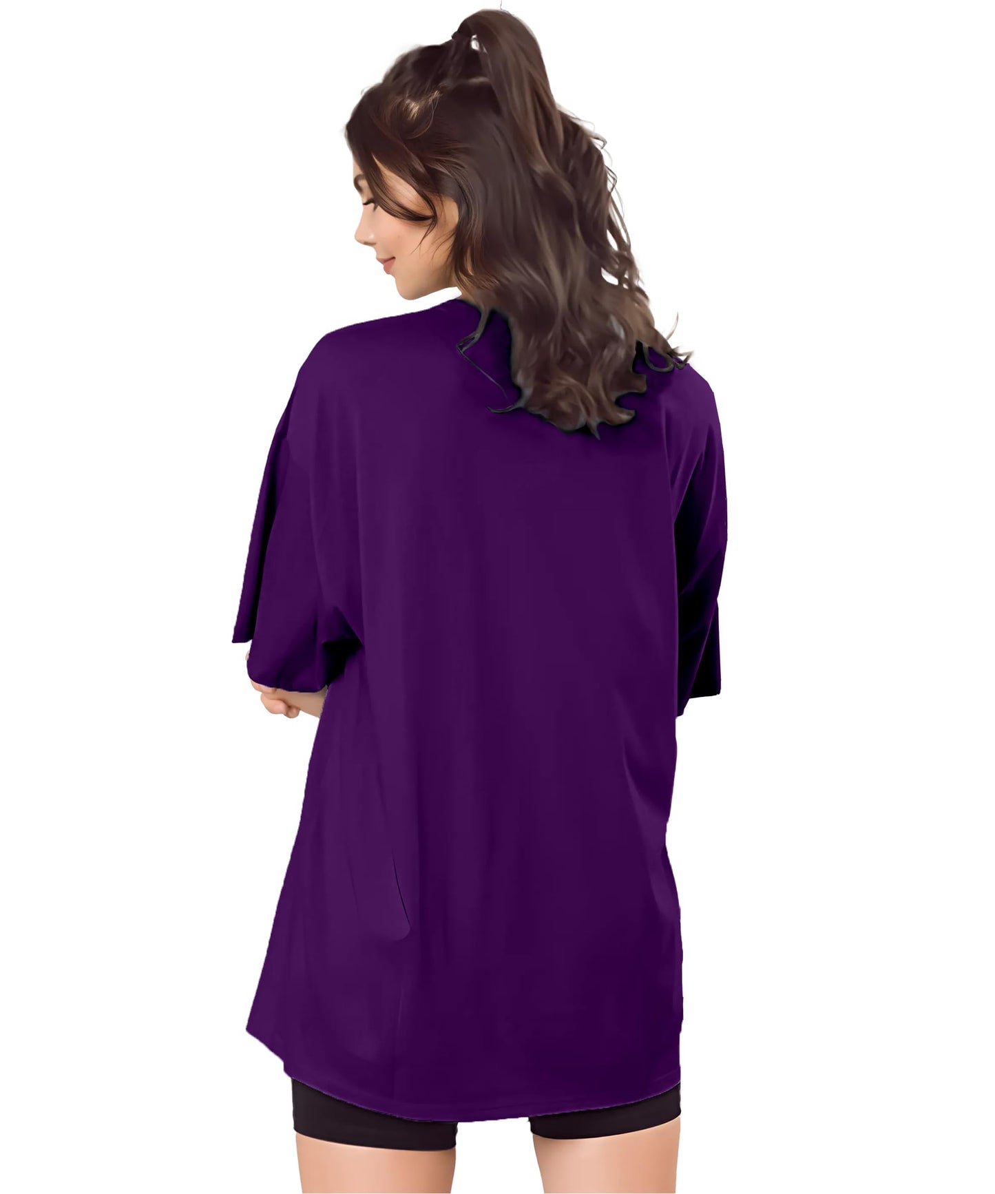 SHODOX Bio-Washed Anti Bacterial 100% Pure Cotton Womens Oversized Solid T-Shirt | Cozy Soft, Less Wrinkles Loose Fit, Drop Shou
