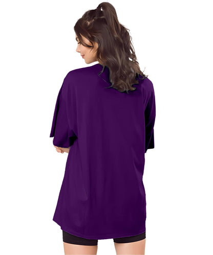 SHODOX Bio-Washed Anti Bacterial 100% Pure Cotton Womens Oversized Solid T-Shirt | Cozy Soft, Less Wrinkles Loose Fit, Drop Shou
