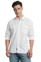Dennis Lingo Men Linen Blend Regular Fit Solid Shirts White