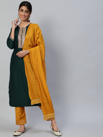 anubhutee Women's Viscose Rayon Straight Kurta Trousers With Dupatta | Pack Of 1