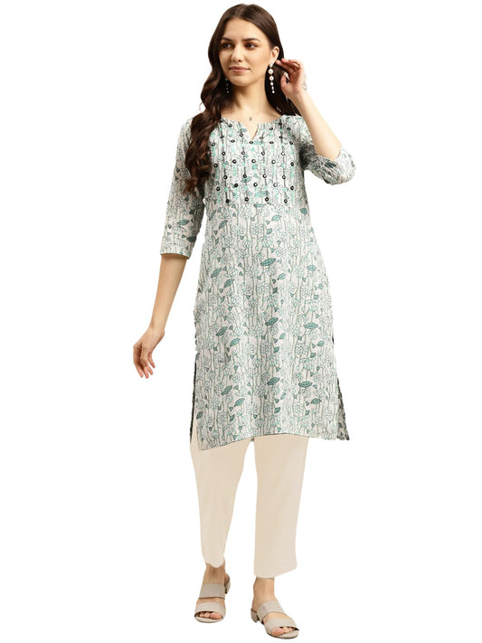 Rangita Green Cotton Printed Straight Kurta With Pant | Kurta Set For Women_2Xl