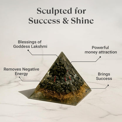 Astrotalk Pyrite Money Magnet Pyramid | Pyrite Stone Infused Vastu Pyramid for Wealth & Abundance | Vastu Items for Home & Office | Attracts Prosperity, Success & Positive Energy