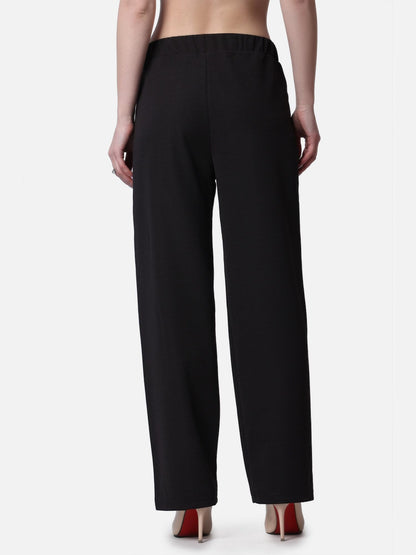 POPWINGS Casual Formal Regular Fit Solid Trousers for Women || Stylish Formal Trouser for Women with Pockets || Pull On Trouser