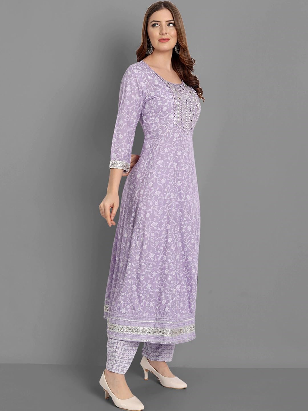 ANNI DESIGNER Women's Cotton Blend Embroidered Regular Kurta with Pant & Dupatta