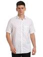 Turtle Men Pure Cotton Slim Fit Printed Half Sleeve White Formal Shirt