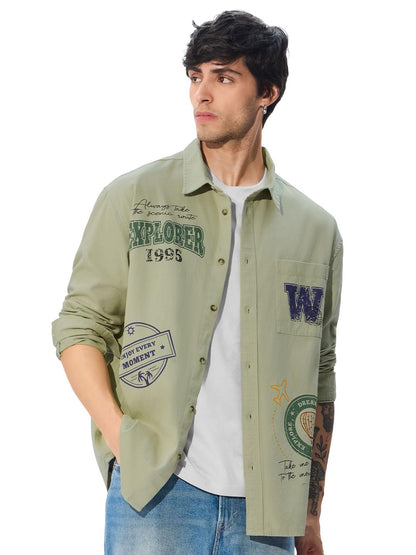 The Souled Store Travel Stamps Men and Boys Long Sleeve Collared Neck Button Down Linen Relaxed Fit Check Shirts