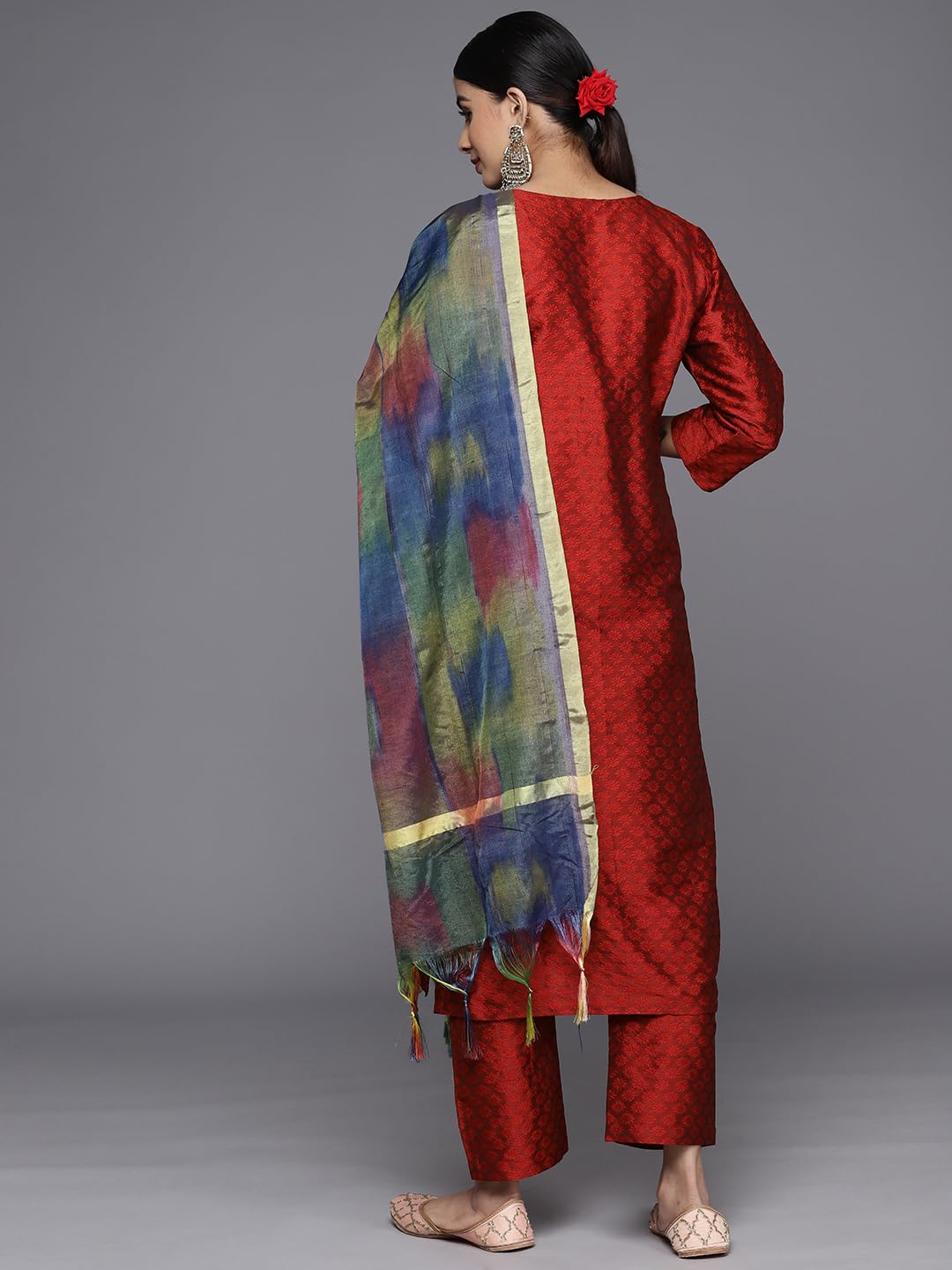 VARANGA Women's Silk Blend Kurta set (NV_VSKD31134_VARDUP1153_Maroon