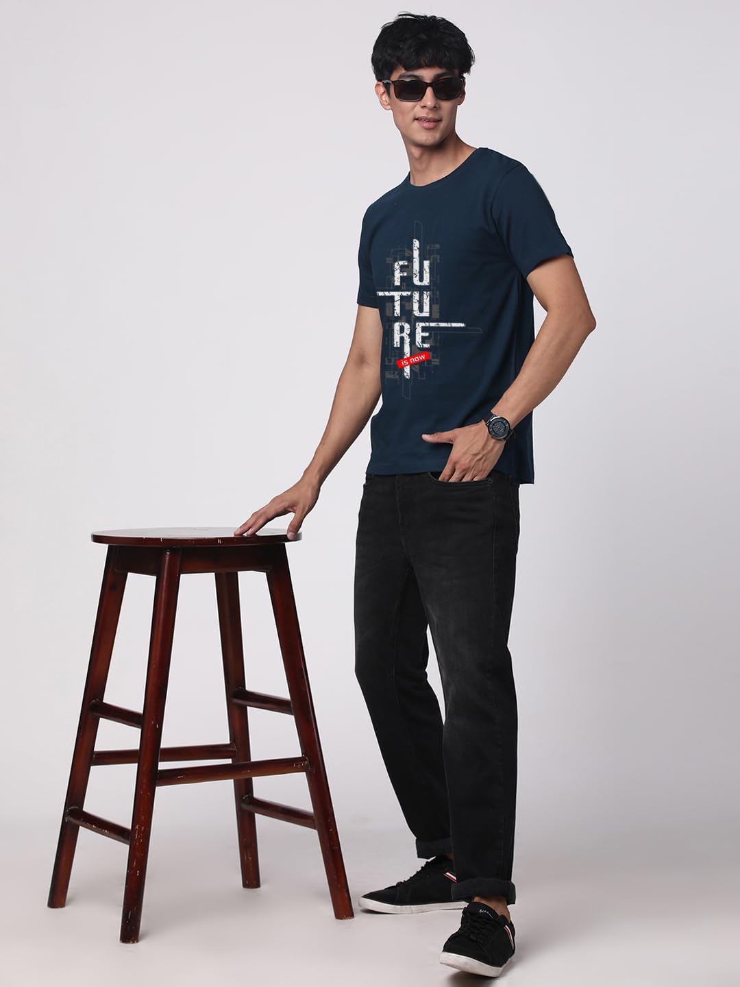 ADRO Men's Graphic Printed 100% Cotton T-Shirt - Regular Fit, Printed T-Shirts for Men (RN24-FTR-SB_Teal)