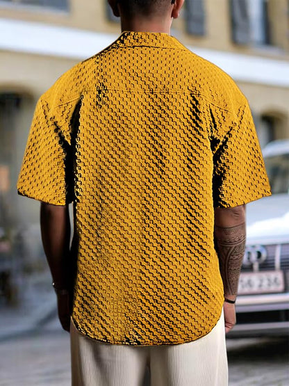 Pinkmint Bubble Textured Shirt for Men ll Half Sleeve Stylish Button Down Shirts ll Mens Pocket Shirt (Pack of 1) Yellow