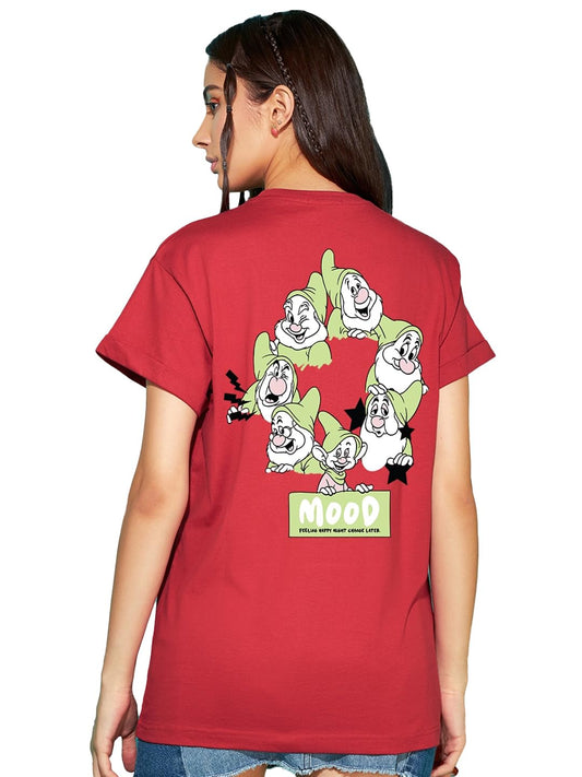 Bewakoof WomenS Graphic Printed Boyfriend Fit T-Shirt_536881_Red_L