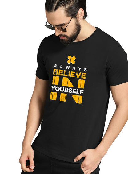 ADRO Believe in Yourself Printed T-Shirts for Men & Women (RNR-S35-BEL-BL)