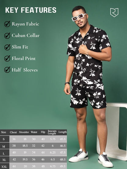 Rigo Printed Co-Ord Set for Men | Casual Shirt & Shorts Night Suit Set | Lounge-wear Nightdress Pajama Set for Mens & Boys | Nig