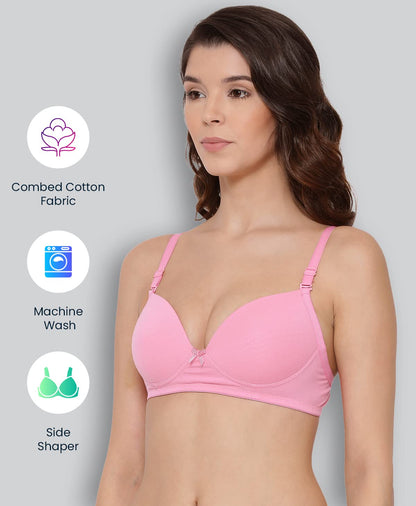 Lyra WomenS Cotton Non Wired Padded Bra Pink