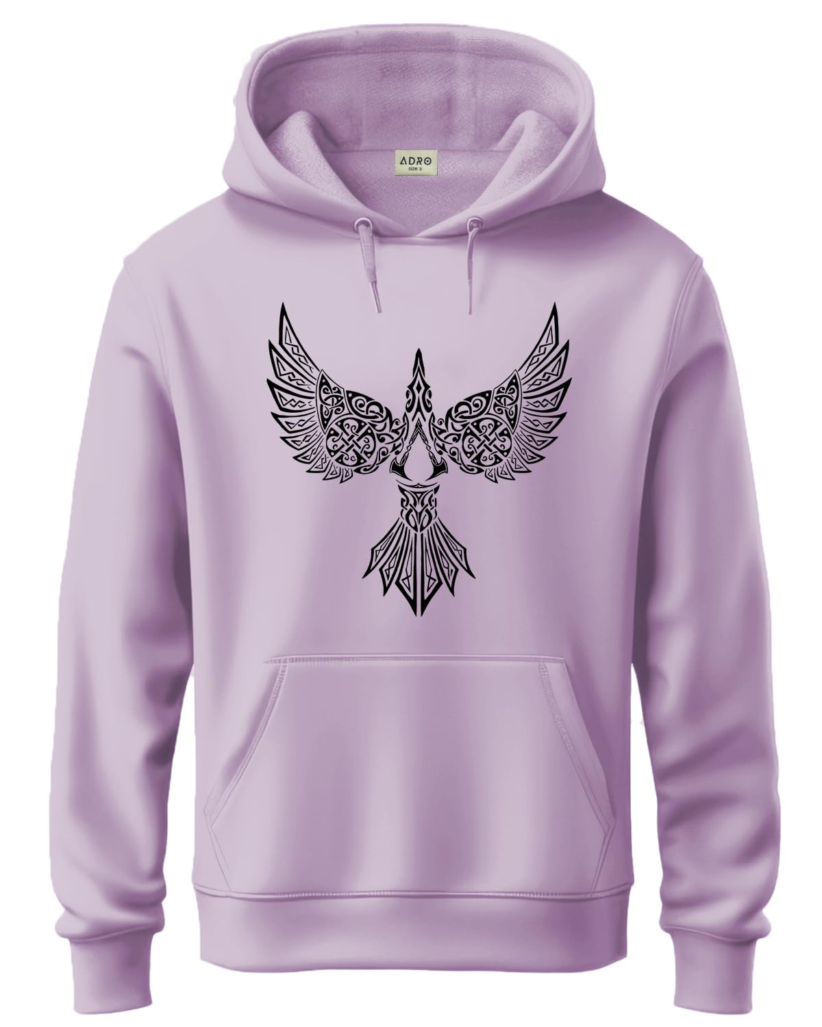 ADRO Men's Cotton Neck Hooded Sweatshirt (H24-BIRD-PU_Lavender