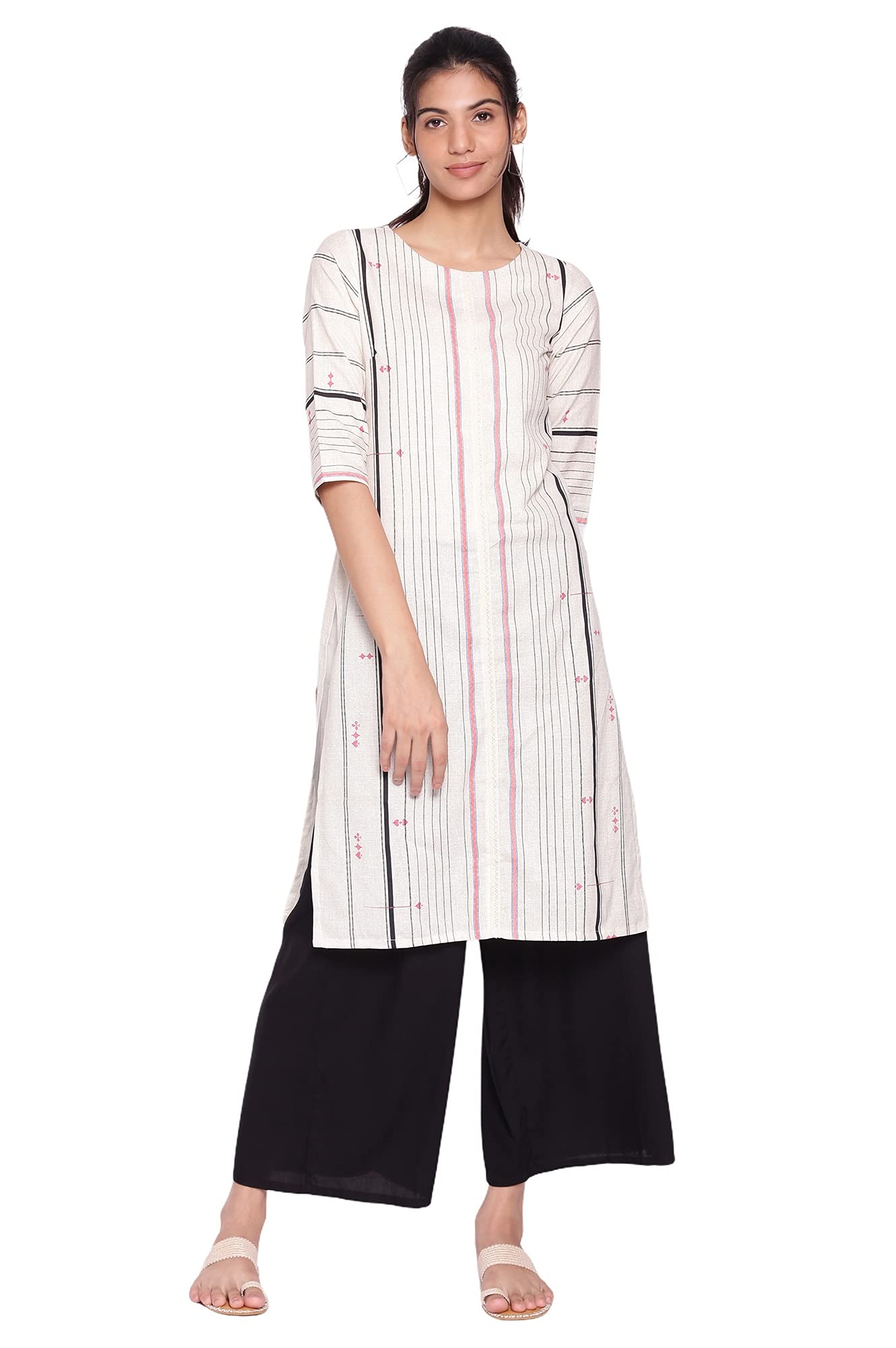 W for Woman Women's Striped Regular Kurta
