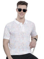 The Indian Garage Co Men Slim Fit Printed Polo Collar Tshirt White