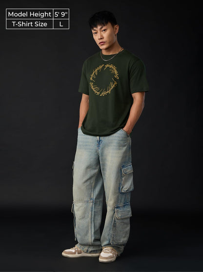 The Souled Store LOTR: One Ring Men and Boys Short Sleeves Round Neck Graphic Printed Cotton Relaxed Fit Lightweight Comfortable