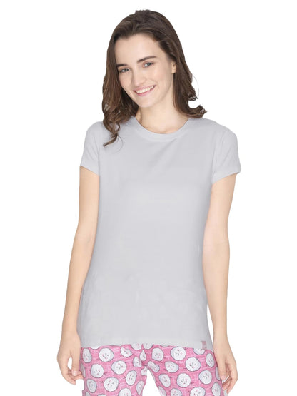 Lyra Women Solid Round Neck Tshirt