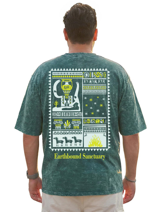 Bewakoof MenS Graphic Print Oversized Fit Half Sleeve Round Neck Pure Cotton Plus Size T-Shirt_694249_Green_4Xl