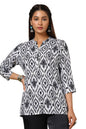 Soch Womens Grey Rayon Ikat Print Straight Tunic