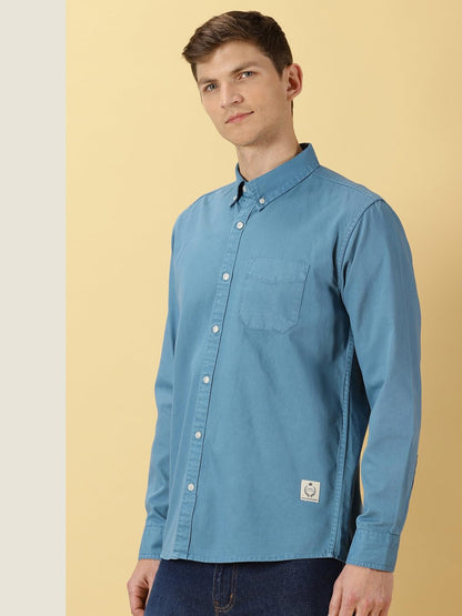Thomas Scott Mens | Full Sleeve | Solid | Slim Fit | 100% Cotton | Spread Collar | Casual Shirts (Available in Plus Size) (Teal_