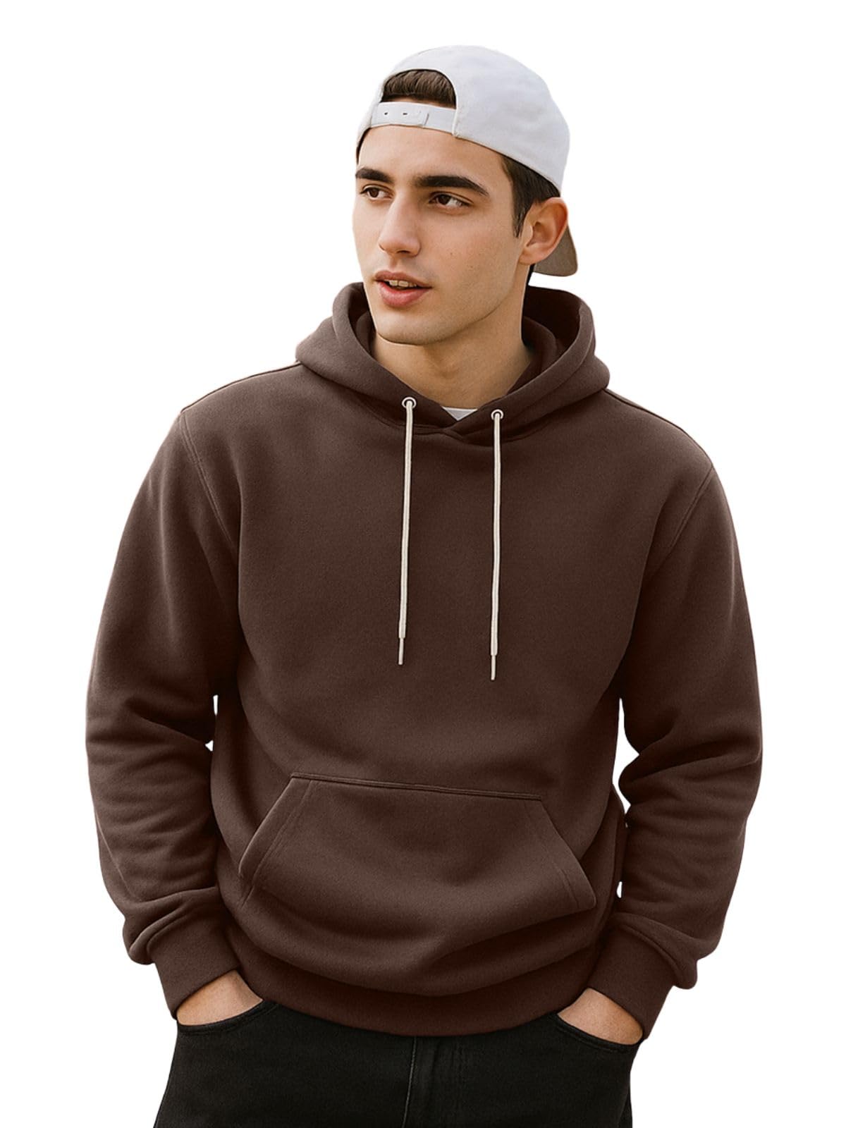 Veirdo Mens Cotton Fleece Regular Fit Hoodie Full Sleeve Jumper Solid Winter Sweatshirt