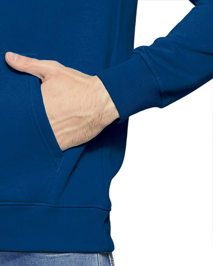 ADRO Men's Cotton Neck Hooded Sweatshirt (H24-CHILL-RB_Royal Blue