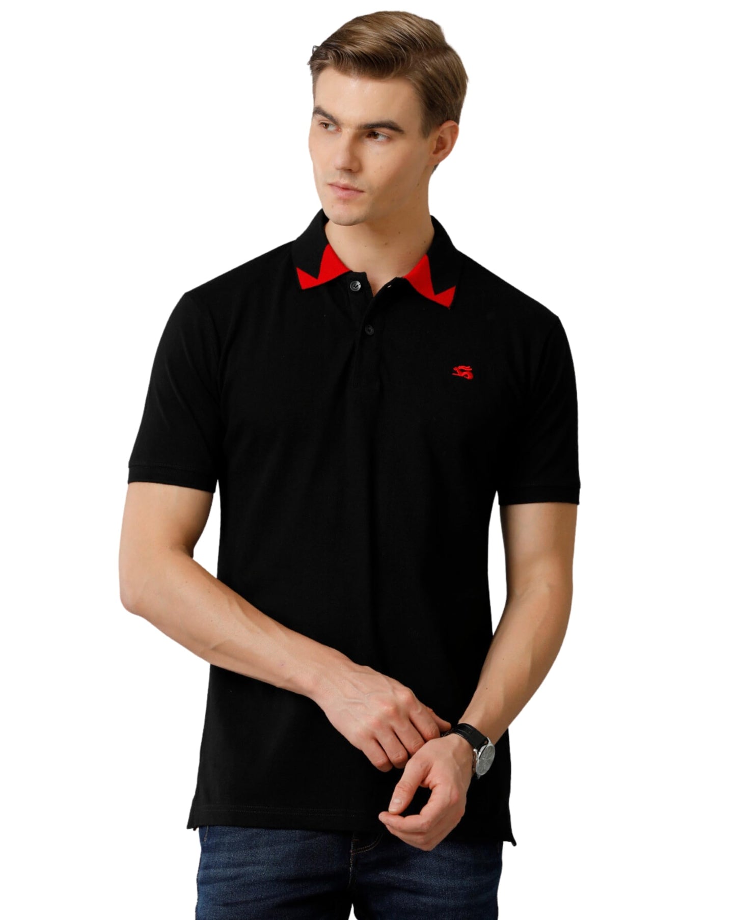 ADRO Premium Cotton Polo for Men (PN23-H-PLN-BL_Black)
