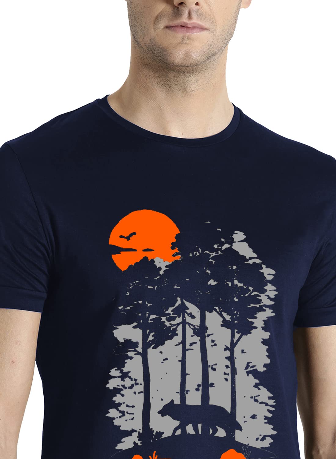 ADRO Mens Sun Printed Cotton T-Shirt (RN22-1-SUN-NB_Navy)