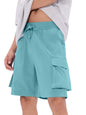 The Souled Store Solids: Aqua Blue Men and Boys Drawstringed Knee Length Nylon Blend Cargo Shorts