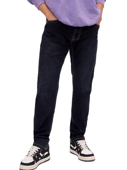 The Souled Store Denim: Dark Navy Men and Boys Buttoned Slim Fit Jeans