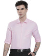 The Indian Garage Co Men Pink Solid Slim Fit Cotton Formal Shirt