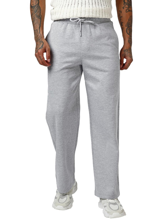 Bewakoof MenS Self Design Straight Fit Poly Cotton Track Pant_694386_Grey_Xl