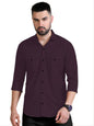Rebelify MenS Double Pocket Shirt  Classic Casual Cotton Blend With Adjustable Cuffs Purple