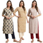 Pinkmint Straight Crepe Kurta & Pant For Women Ethnic Kurta Set For Women (Pack Of 3)