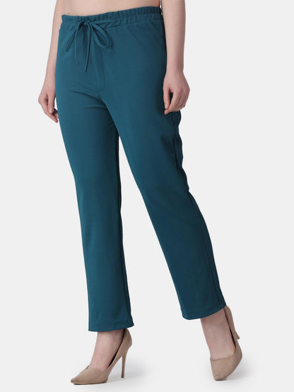 POPWINGS Casual Solid Trousers for Women || Straigh Leg Plain Women Trousers for Summer || Pull On Trousers for Women || Regular