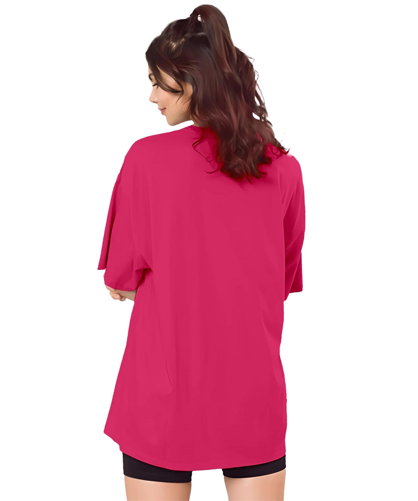 SHODOX Womens Cotton Blend Oversized Drop Shoulder Solid T-Shirt(Pack of 1)