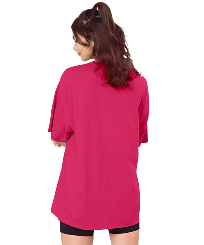 SHODOX Womens Cotton Blend Oversized Drop Shoulder Solid T-Shirt(Pack of 1)