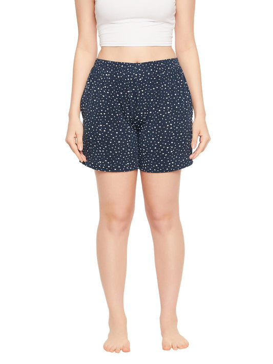 Clovia Womens Boxer Shorts (LB0174S08S_Navy Blue_S)