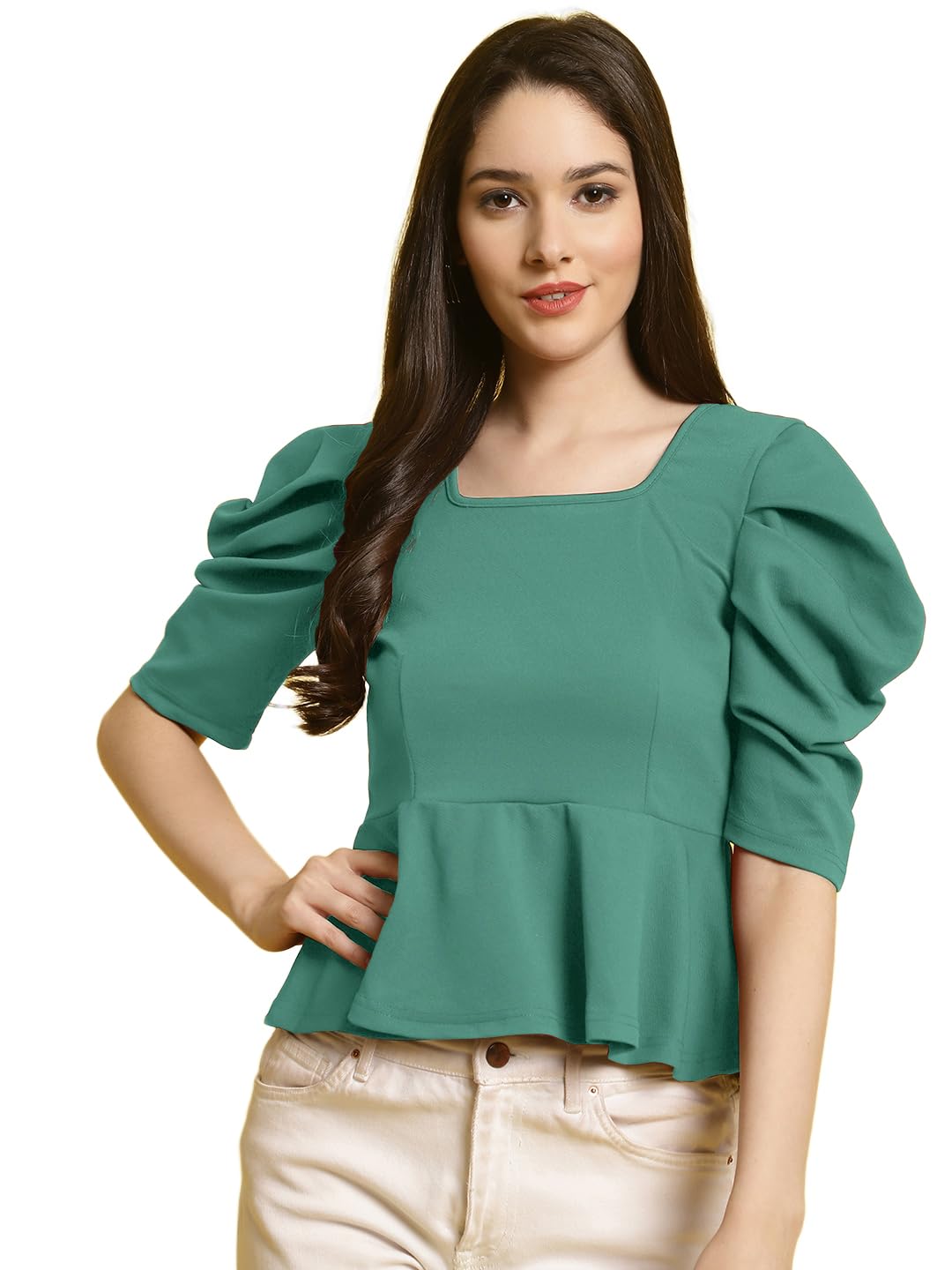 Tee Projekt Womens Casual Trendy Top with Stylish Short Puff Sleeves ll Soft & Stylish Womens Tee