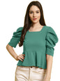 Tee Projekt Womens Casual Trendy Top with Stylish Short Puff Sleeves ll Soft & Stylish Womens Tee