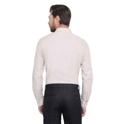 Turtle Men Beige Cotton Solid Slim Fit Formal Shirts