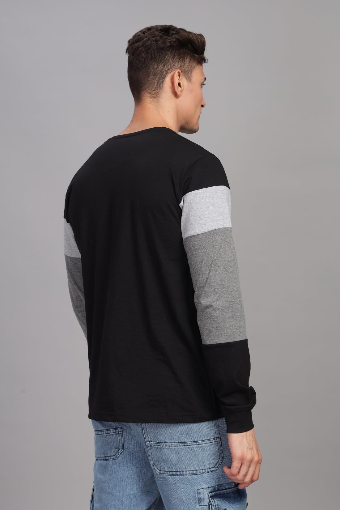 ADRO Full Sleeve Tshirt for Men | Colorblock T Shirt for Men | 100% Cotton Tshirt | Full Sleeve T-Shirt | Mens Full Sleeves T Sh