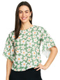 Modeve Women Green Floral Bell Sleeves Top For Summer