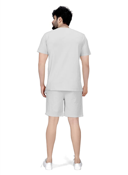 ELLITI Cotton Blend Casual Round Neck Half Sleeve Oversized Co-ord Set Mens, Pyjama Set, Sleepwear Loungewear T-Shirt and Short