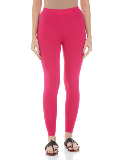 Premium Viscose Stretchable Ankle Length Leggings For Women Rani Pink