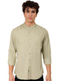 The Indian Garage Co Green Regular Fit Mandarin Collar Solid Long Sleeves Shirt