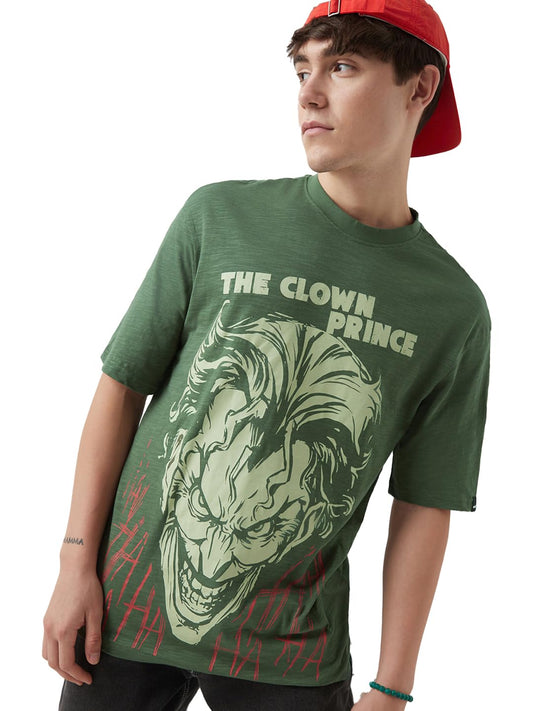 Bewakoof Air 1.0 Official DC Merchandise Joker Mens Graphic Print Oversized Fit Half Sleeve Round Neck Cotton T-Shirt_646661_Gr