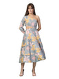 Oomph! WomenS Western & Fusion Wear Printed Crepe Dress For Women, One Shoulder, Grey - Md1082